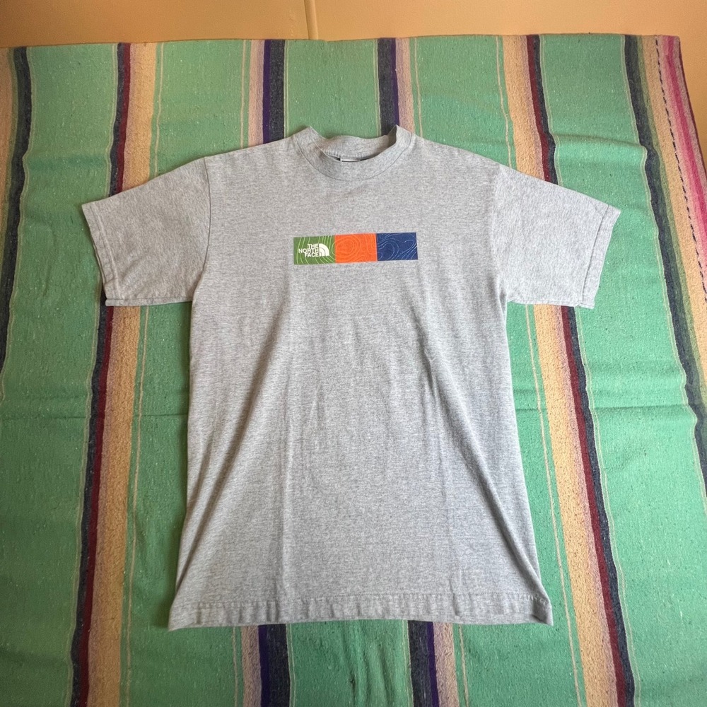 The North Face T-Shirt Mens M Gray 90s Vintage Topo Box Logo Made In USA Tee